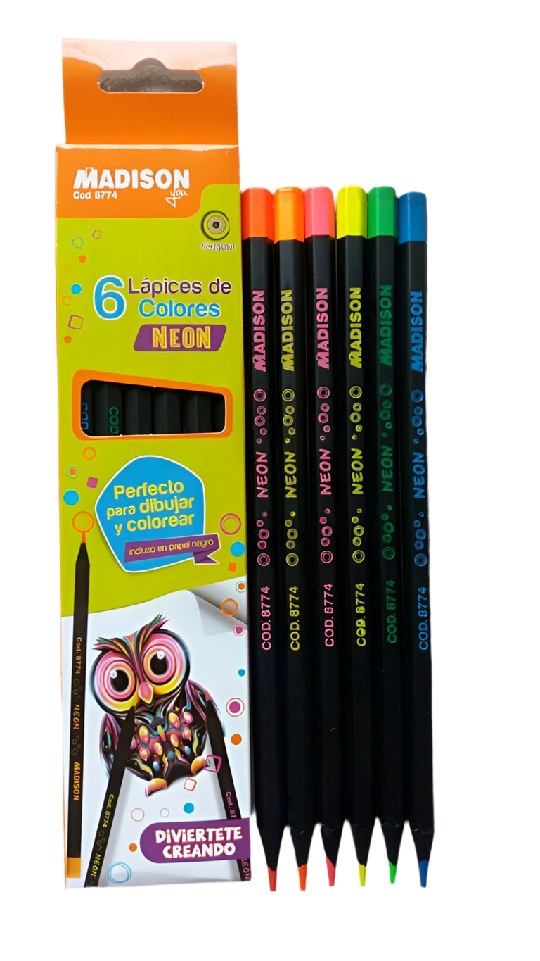 LÁPICES DE COLORES NEÓN 6 PIEZAS MADISON