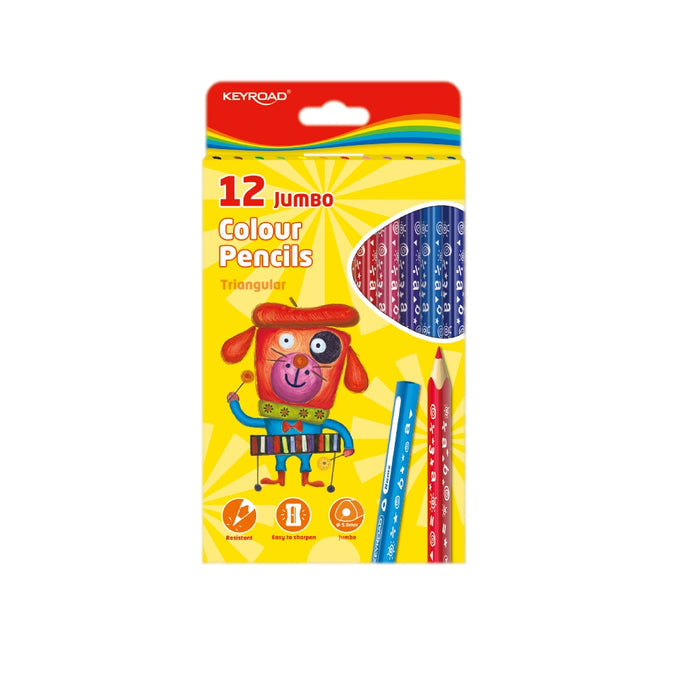 LÁPICES DE COLORES TRIANGULARES JUMBO 12 PIEZAS KEYROAD