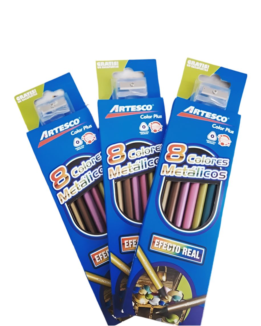 COLORES METÁLICOS 8 PIEZAS ARTESCO + TAJADOR