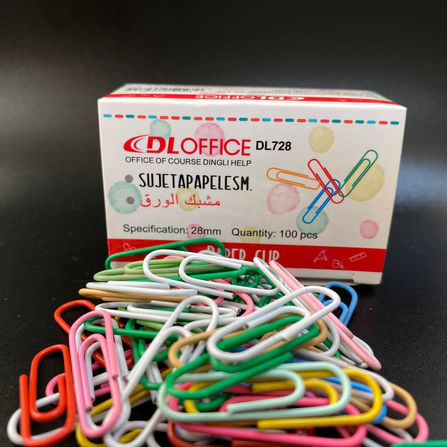 SUJETA PAPEL DE COLORES 28mm