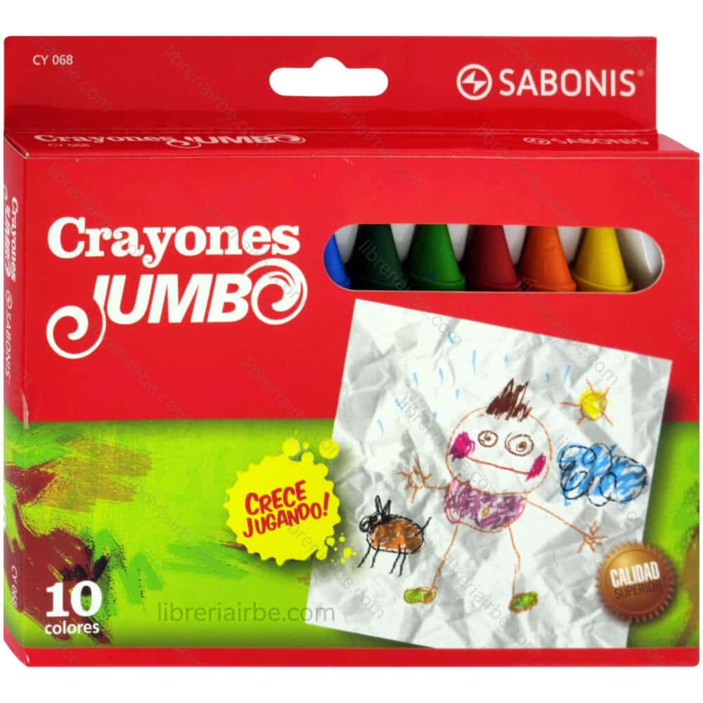 CRAYONES JUMBO 10 COLORES SABONIS