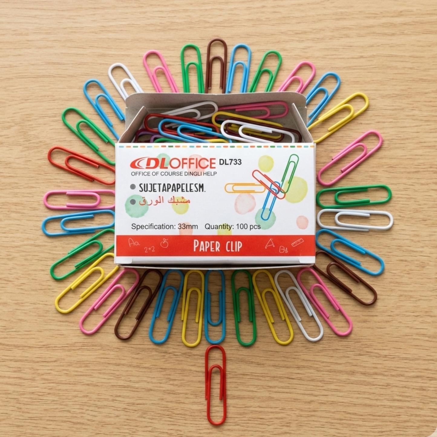 CLIP DE COLORES 33mm x 100 Pzs DL733