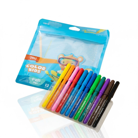 MARCADOR DELGADO DE AGUA 12 COLORES DELI EC161-12