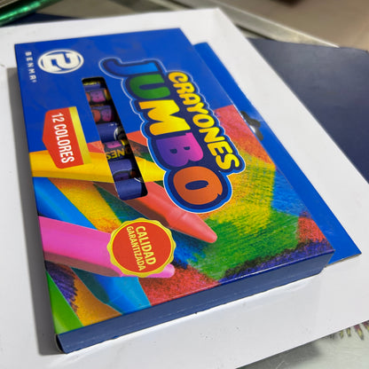 CRAYONES JUMBO BORRABLES 12 COLORES