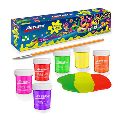 TEMPERAS NEÓN X 6 PIEZAS ARTESCO