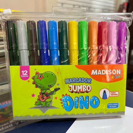 MARCADOR JUMBO DINO 12 COLORES MADISON