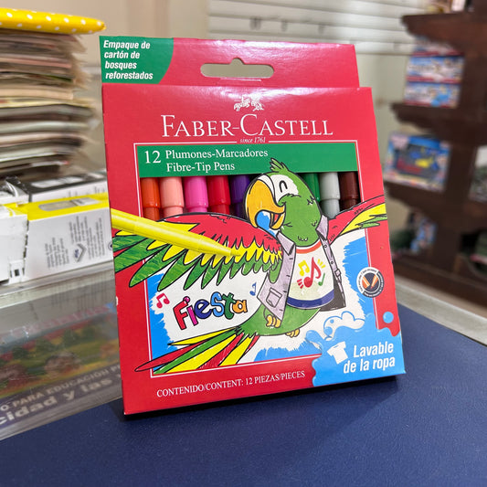 MARCADORES 12 COLORES FABER CASTELL (TINTA CHINA)