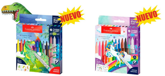 MARCADORES FABER CASTELL 13 COLORES 10 +3 CAMBIA COLORES +1 HOJA DE STICKERS