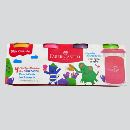 PLASTILINA MOLDEABLE NEÓN FABER CASTELL 4 PIEZAS