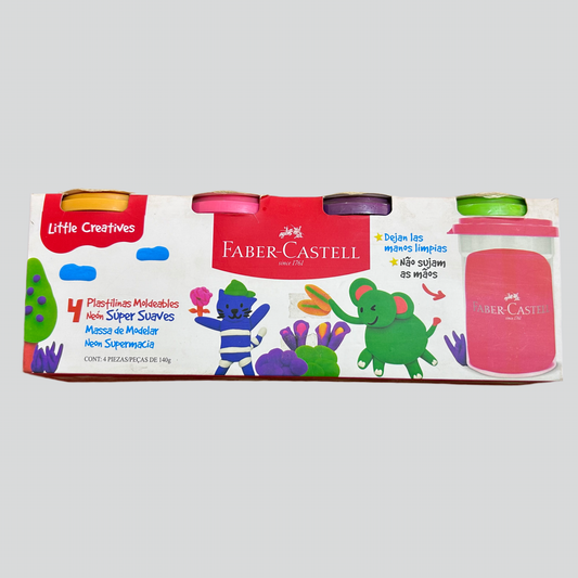 PLASTILINA MOLDEABLE NEÓN FABER CASTELL 4 PIEZAS