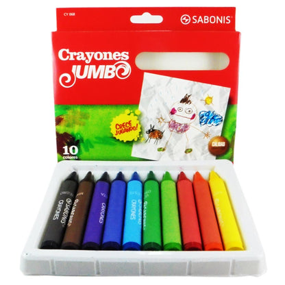 CRAYONES JUMBO 10 COLORES SABONIS