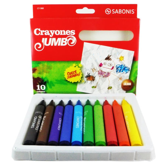CRAYONES JUMBO 10 COLORES SABONIS