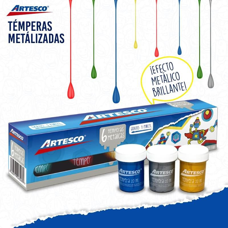 TEMPERA METÁLICA X 6 PIEZAS ARTESCO
