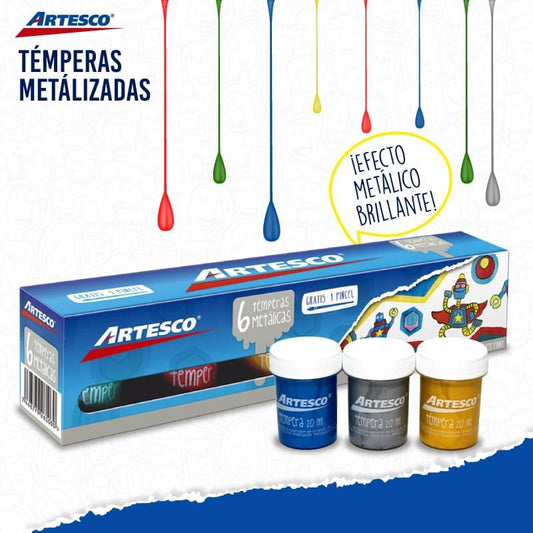 TEMPERA METÁLICA X 6 PIEZAS ARTESCO