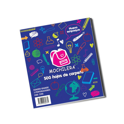 PAQUETE DE HOJAS DE CARPETA X500 MOCHILERA